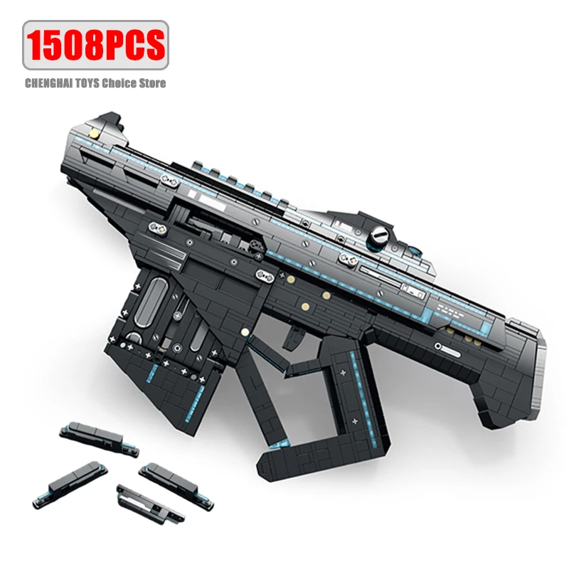 Military Weapons Ejection Burst Gun Assault Rifle Building Blocks MOC Army Firearms Arms Model Bricks Toys For Boys Adults Gifts 1