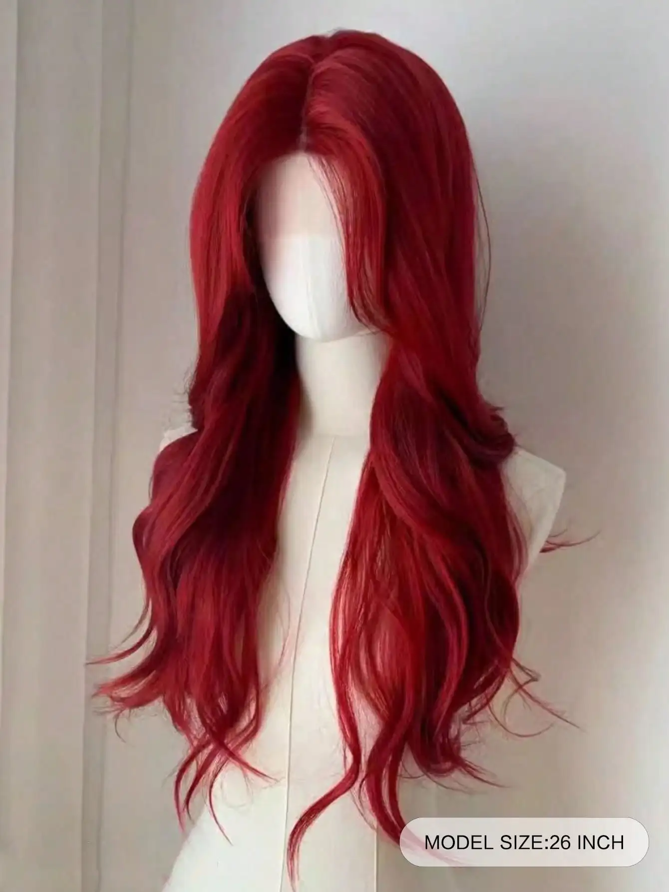 Red Synthetic Wavy Wig for Daily Cosplay Party