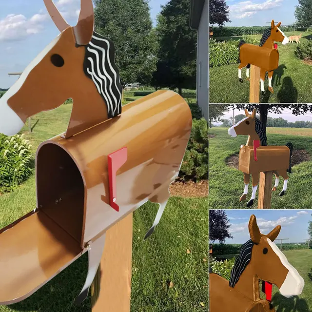 Nagy Kapacitású Lakberendezési Ajándék Újrafelhasználható Postaláda Vasművészet Kívül A Kerti Farm Posta Felszerelve, Könnyen Telepíthető Vízálló Állat Alakja - Image 2