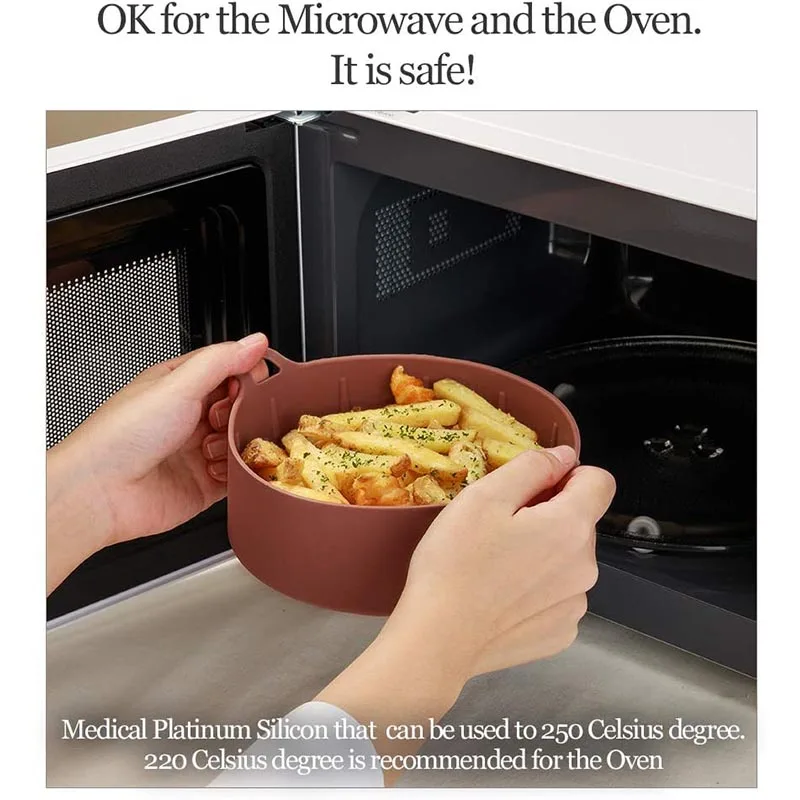 AirFryer Silicone Pot Air Fryers Oven Baking Tray Fried Pizza Chicken Basket Mat Square Round Replacement Grill Pan Accessories air fryer liners air fryer accessories air fryer baking tray air fryer silicone tray air fryer mold