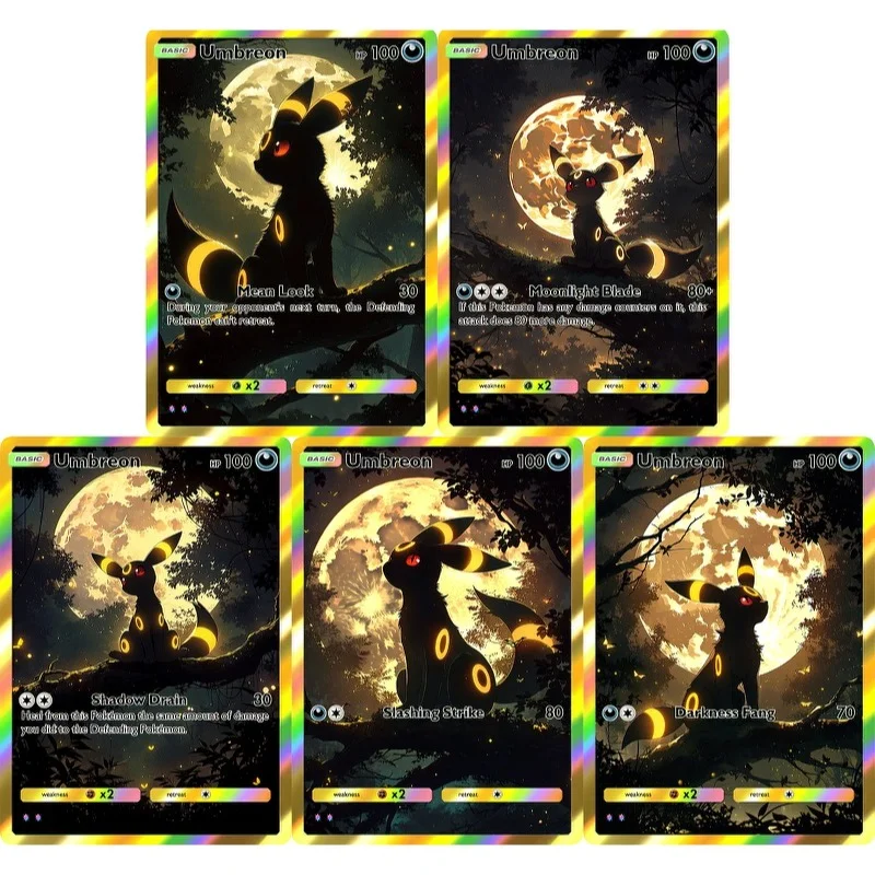 Pokemon-Karten Umbreon PTCG Holografische Seltene Sammelkarten Mewtwo Kreativitätsspiel Anime Glänzende Mewtwo Pokemon-Karten Geschenk