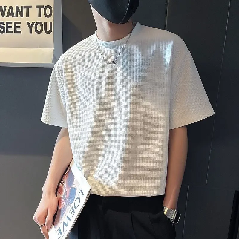 Maglietta superiore per uomo T-Shirt uomo arancione O collo abbigliamento semplice Streetwear No Logo Cool Hot allentato Basic estetica di alta qualità S - immagine 3