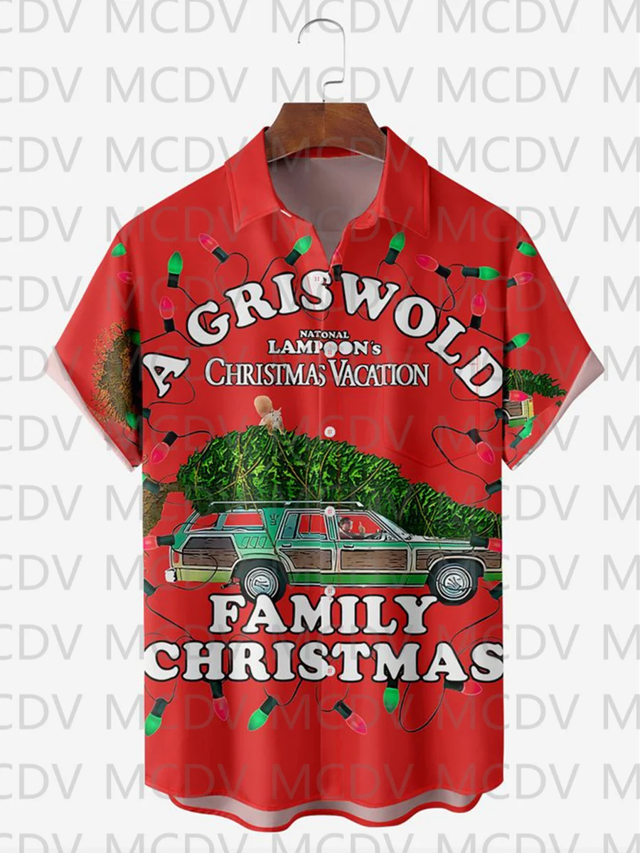Men's Christmas Santa Claus Jesus Selfie Funny Casual Print Shirt Oversized Stretch Music Car Aloha Shirts