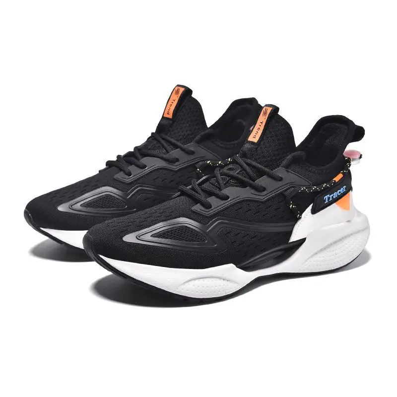 Large Size Woven Men's Sports Casual Shoes Hollow Out Breathable Running Shoes for Men Soft Lightweight Outsole Casual Sneakers