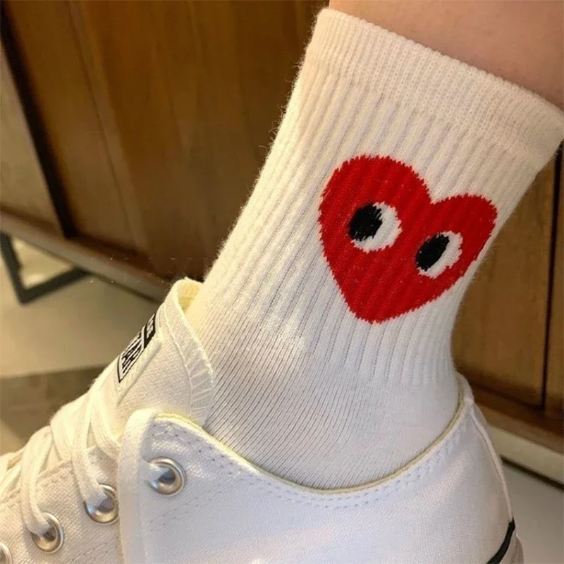Korean Version Striped Polka Dot Solid Color Socks Sports Ins Style Trend Casual Socks