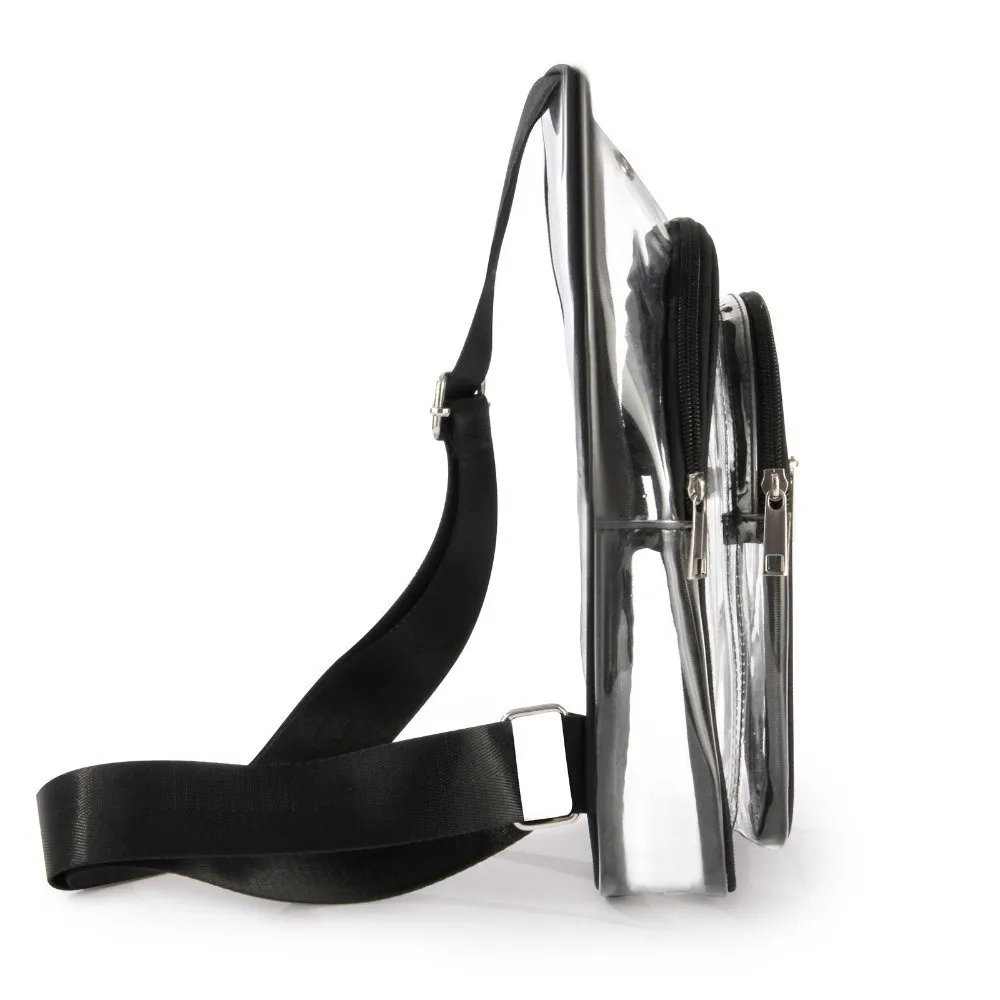 Wasserdichte Sport-Brusttasche aus PVC, großes Fassungsvermögen, verstellbare transparente Umhängetasche, leichtes Design, transparentes Material – Detail 2