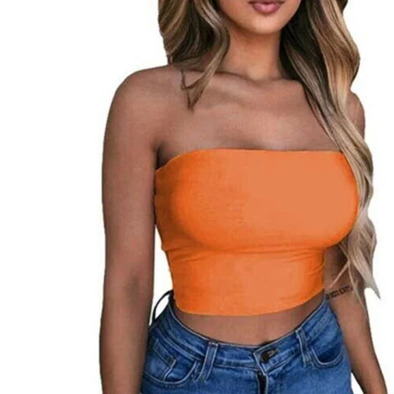 

Women Summer Sexy Sleeveless Bralette Plain Off Shoulder Vest Crop Tube Top Ruched Solid Tank Tops Bras Bustier Sexy Hot Clothes