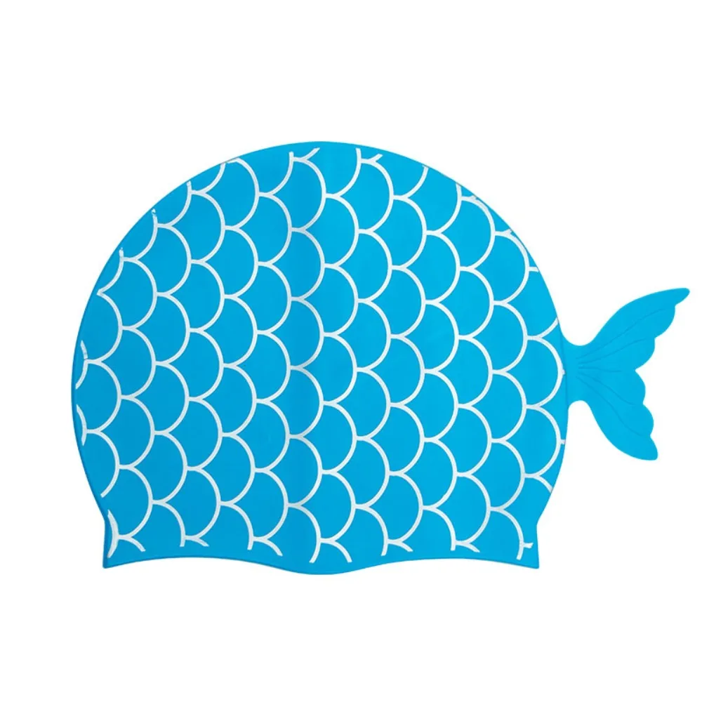 Cartoon Mermaid Tail Swimming Cap Silicone Swimming Cap Waterproof Swim Hat Kids Girls Free-diving Surfing Swimming Accesories 6