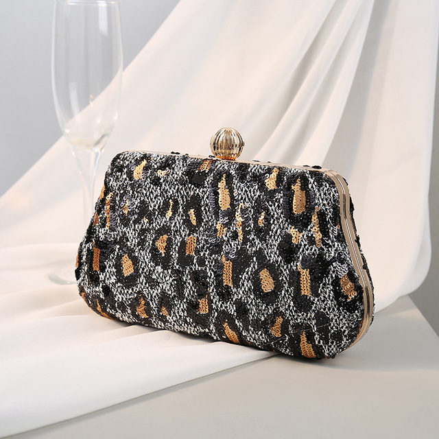 New Embroidered Sequin Leopard Evening Bag for Women 2022 Fashion Design Casual Purse Chain Shoulder Crossbody Party Bag