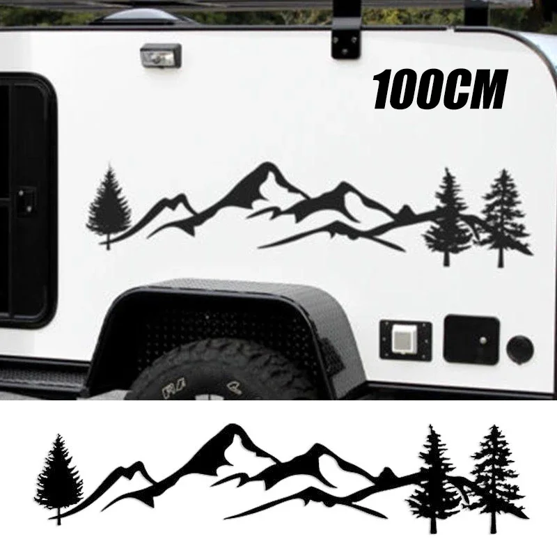 

Tree Mountain Car Decor PET Forest Sticker Automobiles Exterior Accessories PVC Decals for SUV RV Camper Offroad,100cm*20cm