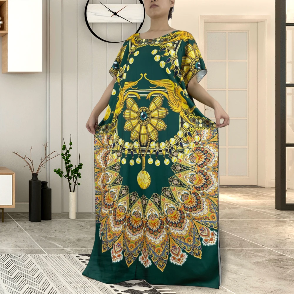 Muslim Dress For Women Dubai 2022 Turkey Islam Djellaba Printed Floral Maxi Abayas Femme Robe African O-neck Loose Long Clothes