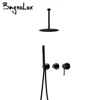 Matte Black Shower Faucet 8-12'' Shower Head Bathroom Recessed Box Shower Tap Ceiling Arm 2 Ways Control Switch Shower Mixer 2