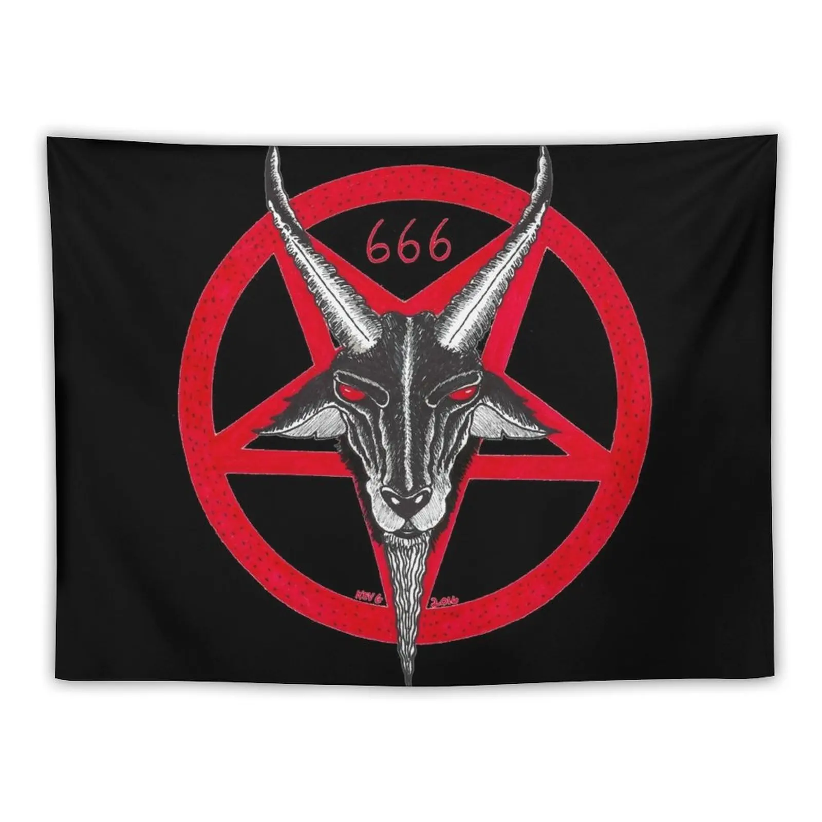 

PENTAGRAM BAPHOMET RED - Art By Kev G Tapestry Wall Tapestries Wall Decoration Items Living Room Decoration Tapestry