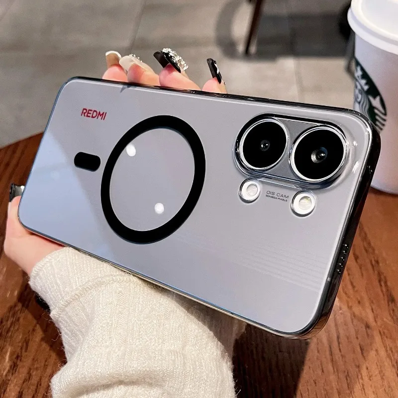 Magnetic Luxury Transparent PC Hard Shell Wireless Charging Shockproof Back Cover