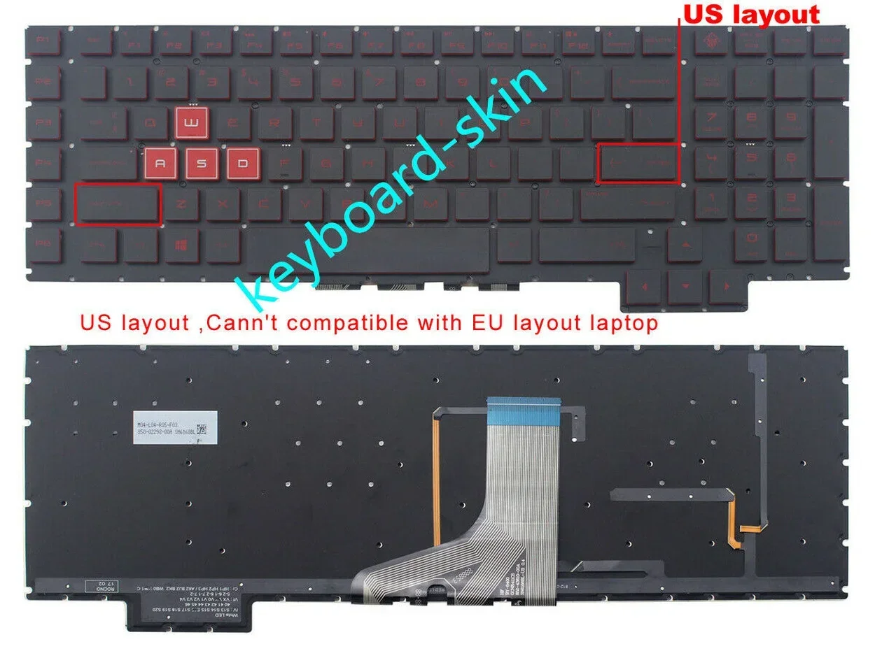 Nuova Tastiera Retroilluminata Usa No-Frame Per Laptop Hp Omen 17-An 17-Anxxx 17-An008Ca 17-An010Ca Serie Nsk-Xh0Ln