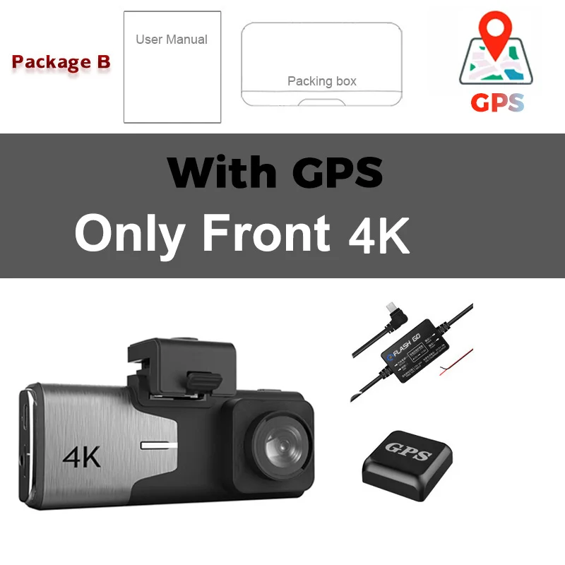 4K Video CAR Recorder Smart 4" IPS GPS 2160P WIFI 3 IN 1 Dvr Wifi APP Dashcam 2 Camera Auto 24 Parking Monitor Dash Cam rearview mirror camera DVR/Dash Cameras