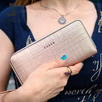 FOXER Women Split Leather Wallet Bifold Clutch Bag with Wristlet Fashion Card Holder Coin Purse Cellphone Bag Female Money Bag - Image 2
