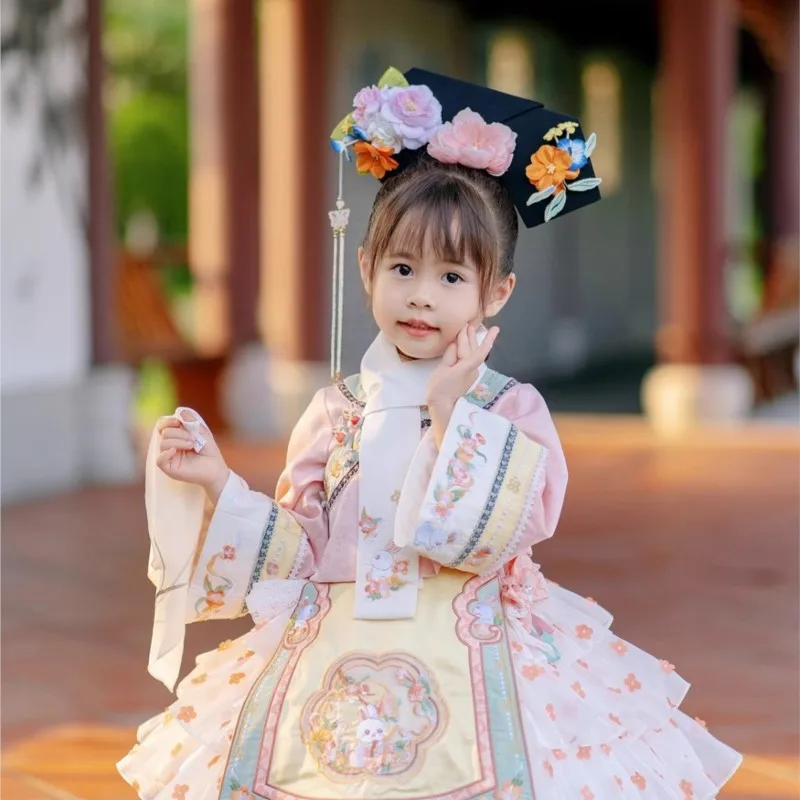 

2024 New Autumn/Winter Girl Baby Dress Chinese Style Heavy Industry Embroidered Lolita Mid Autumn Classic Princess Dress ZE442