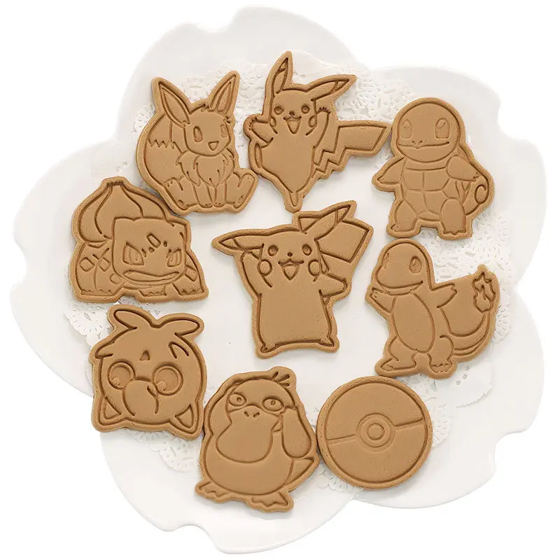 Pokemon Pikachu Cookie Mould Cartoon Anime Fondant Baking Tool Cookie  Frosting Cookie Press Mould Plastic Kitchen