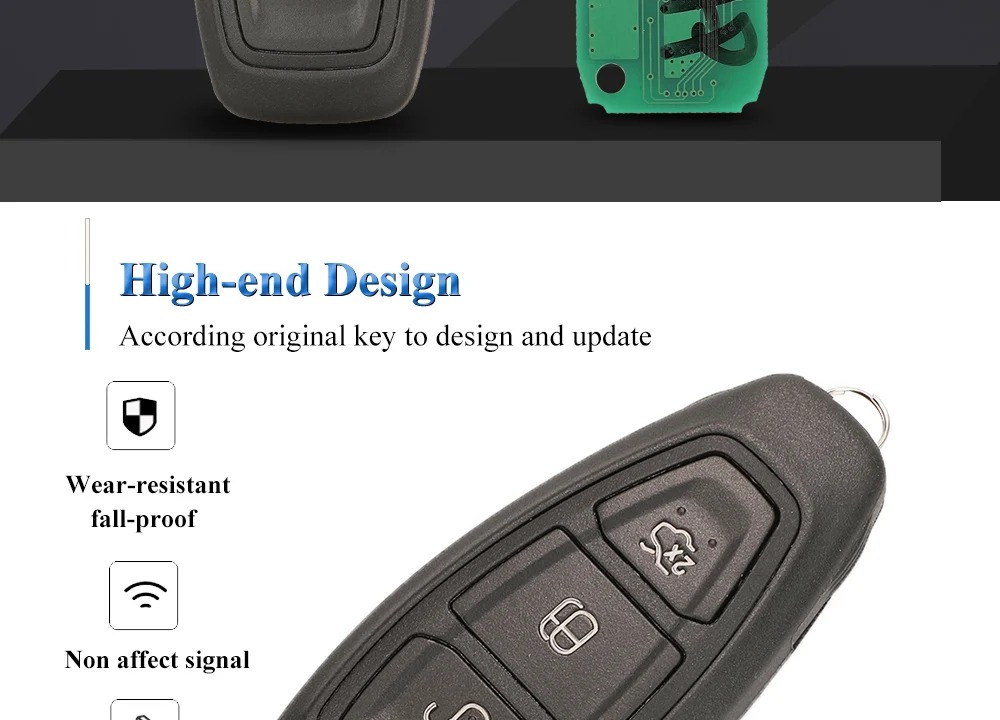 Keyforkess Full Smart 3 pulsanti telecomando portachiavi 433MHz Chip di ID49-pcf7953 per Ford Grand c-max Focus Kuga Fiesta 2016 KR5876268 - S2bebeead1ed34526ba7e9b09d7684be7X