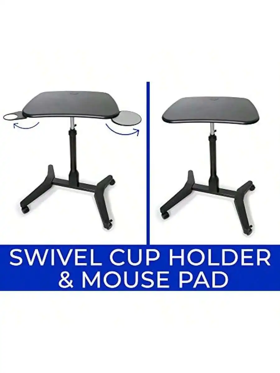 Stand Steady Cruizer Express Mobile Podium | Portable Laptop Stand with Pull Out Mouse Pad and Cup Holder | Pneumatic Si 3