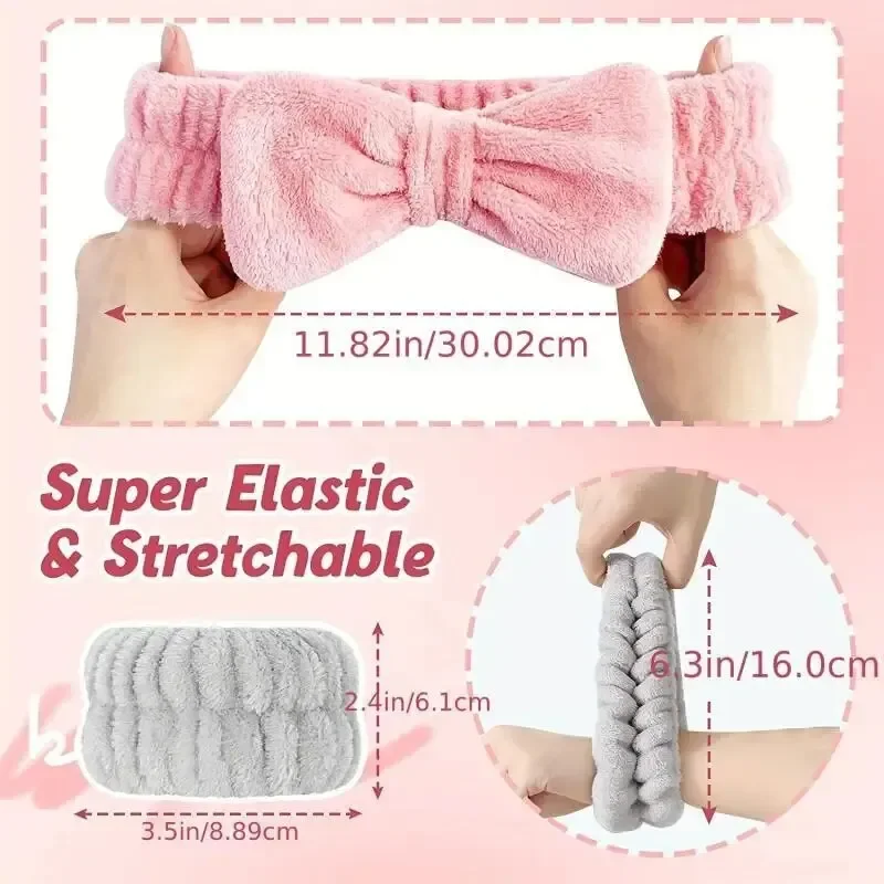 Plush Coral Fleece Hair & Wristband Set for Women - Super Absorbent & Waterproof Accessories