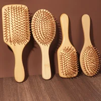 Peigne à palette en bambou naturel, peigne à coussin d'air, massage du cuir chevelu, antistatique, sans enchevêtrement, spécial pour perruques de vrais cheveux 1