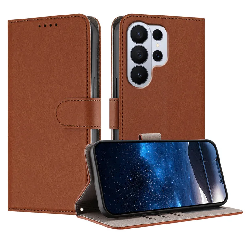 Leather Wallet Flip Case with Magnetic Closure and Card Holder