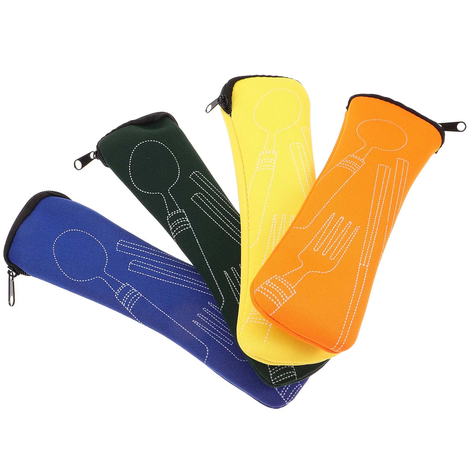 

4 Pcs Cutlery Storage Bag Tableware Reusable Fork Spoon Suit Practical Outdoor Pouch Multi-function Chopstick Cloth Delicate