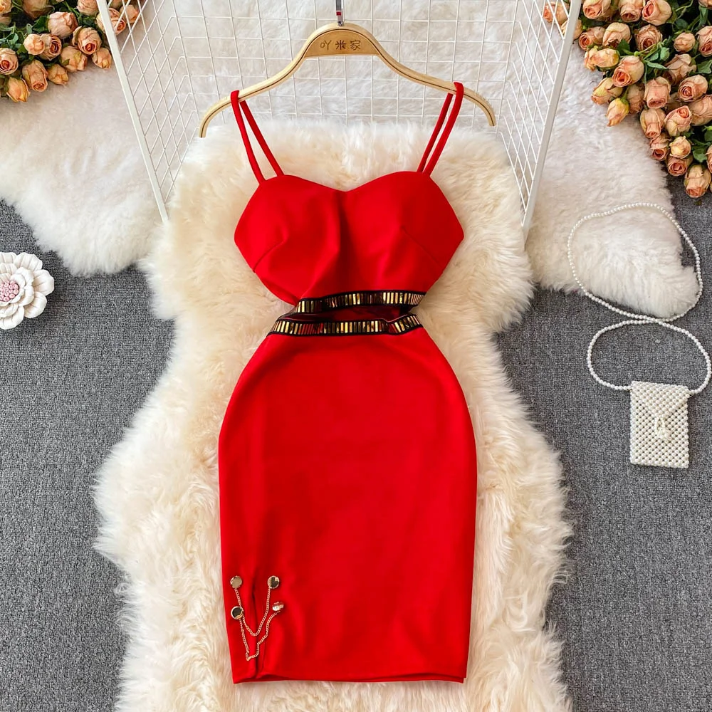 

Women Summer Dress 2023 New Spaghetti Strap Mini Party Dress Sexy Transparent Mesh Patchwork Waist Glitter Night Club Vestidos