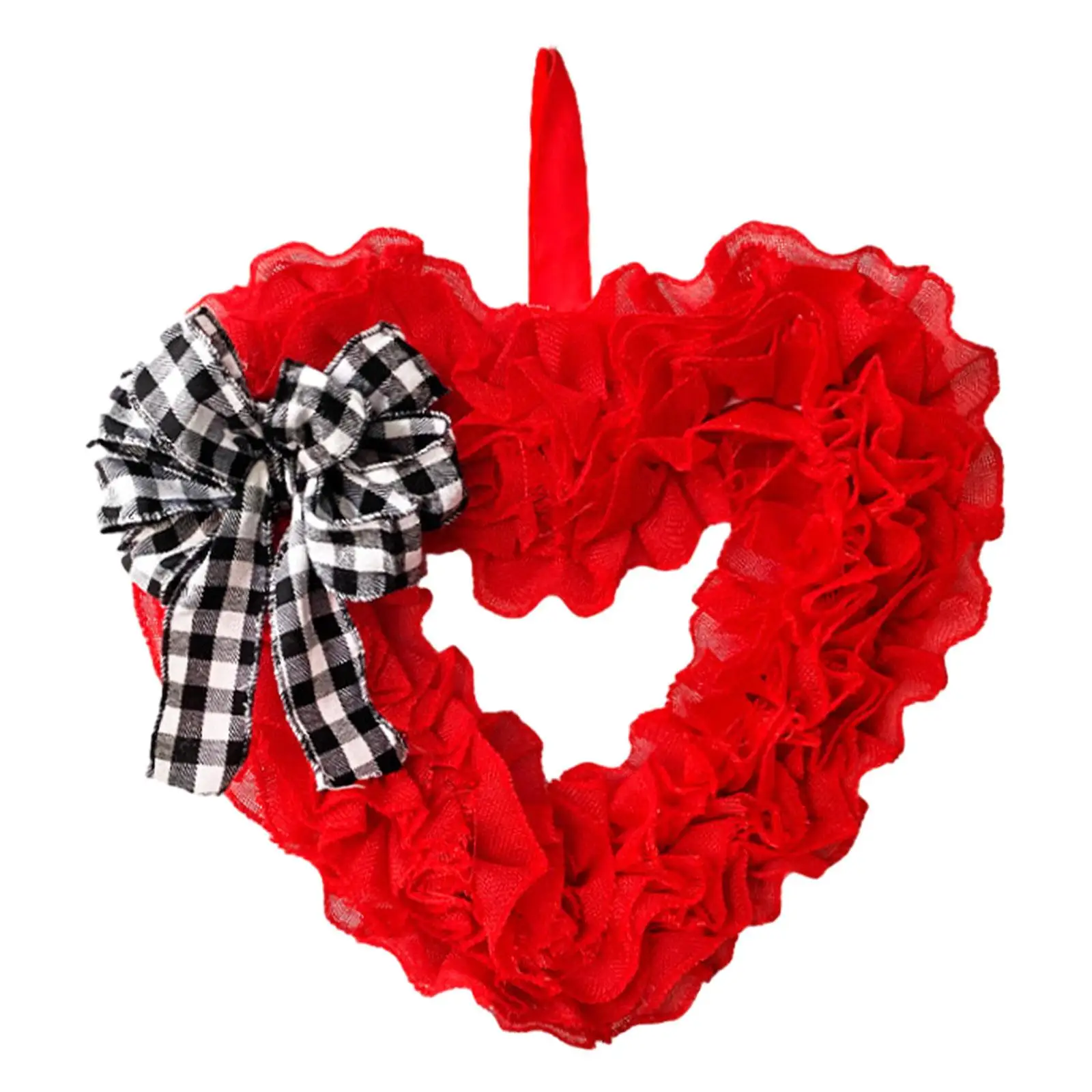 Bow Ribbon Wreath Valentine`s Day Wreath Decoration Party Favors Front Door Wreath Love Wreath for Wall Celebration Holiday