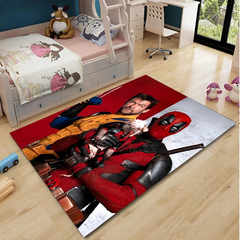 Description Picture 3 of itemIconic Brand Movie Deadpool & Wolverine Living Room Plush Carpet Lounge Rug Deadpool Bedroom Bedside Rug Wolverine Floor Mat Decor