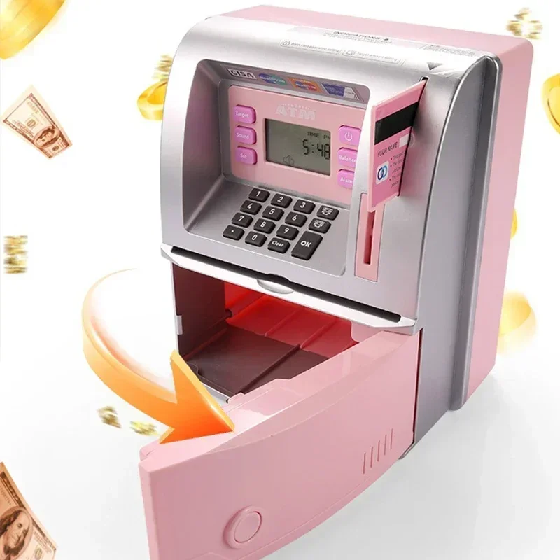 Electronic ATM Piggy Bank, Password Cash Self Rolling Bill, Cash Saving Box, Piggy Bank Large Size for Kids Adults 4