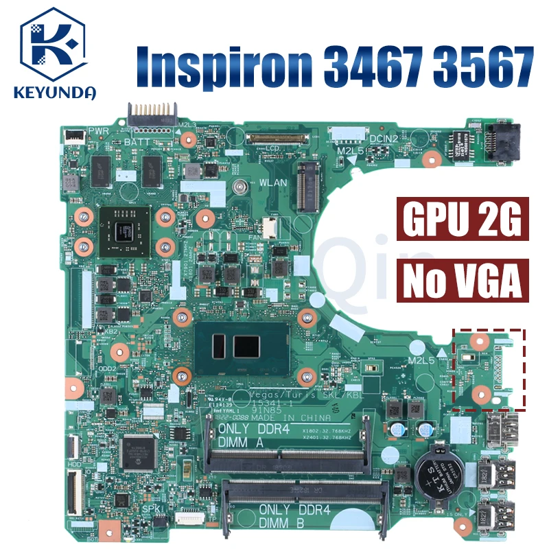 Placa-mãe do Portátil para Dell Mainboard Dell Vostro 3468 3568 Inspiron 3467 3567 153411 00mpjh 02876n 07d5j9 0np4ry 0ry2y1 i3 i5 7th - Imagem 2