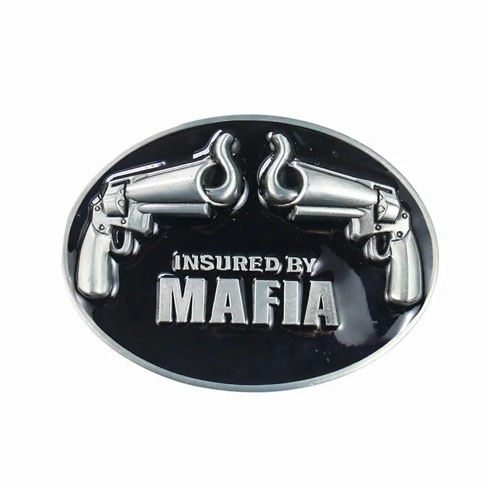 

Черный пожарный пистолет Западный застрахованный мафией крутой ковбой силы мужчин Fibbia ремень с пряжкой кожаное ремесло Сделай Сам мужской цвет