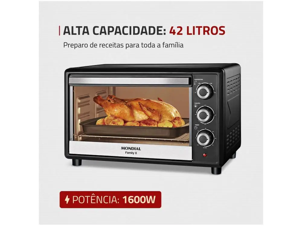 Forno Elétrico de Bancada Mondial com Timer 42L  - 220V 3