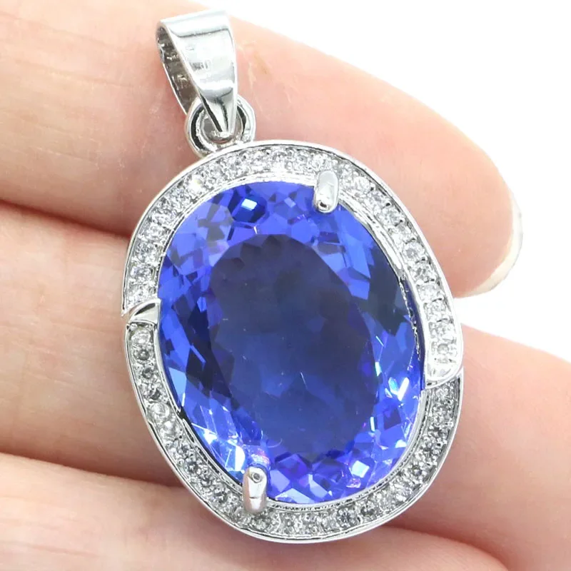8g Real Customized 925 Solid Sterling Silver  PENDANT Fantastic Violet Tanzanite Real Red Ruby Blue Sapphire Green Emerald CZ La