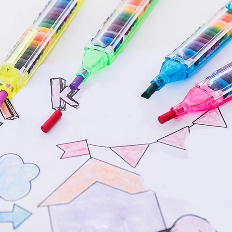 1Pcs 20-color Children's Drawing Pens Creative Stationery Crayons Baby Funny Education Paint Graffiti Pen Colores Profesionales colored crayons children painting supplies