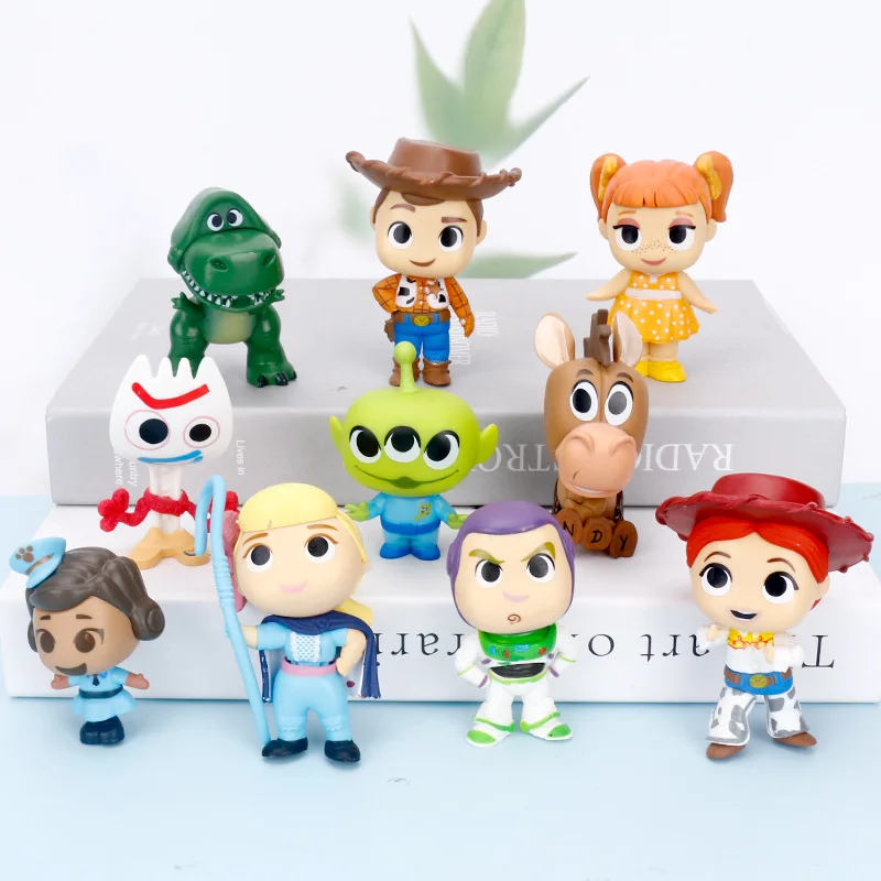 10Pcs Toy Story Figures Woody Buzz Lightyear Jessie Rex Dinosaur Lasso Bear Mr. Potato Head Squeeze Aliens Spider Baby Toys