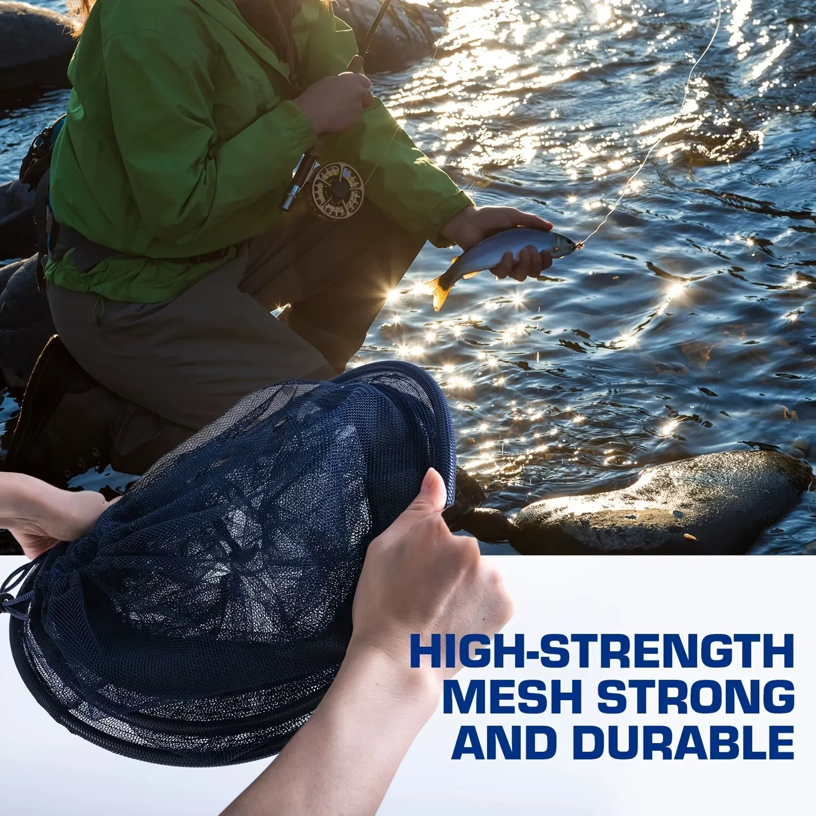 Goture Easy Carry Drawstring Ishing Net, 휴대용 접이식 ..