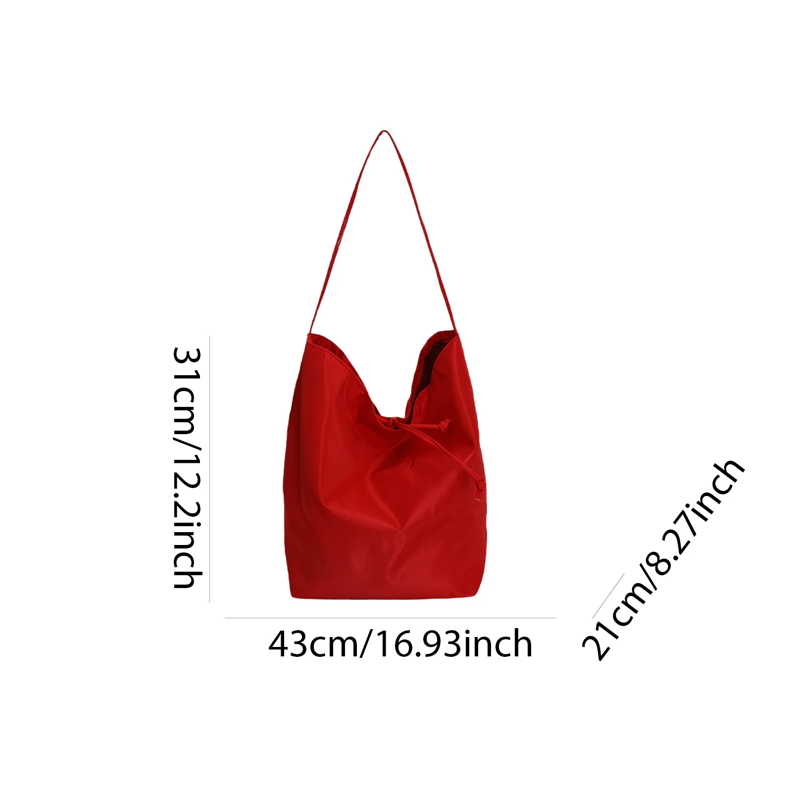 Simple Bucket Bag Large Capacity Casual Tote Bag Solid Color Drawstring Armpit Bag Travel Date Shopping Handbag