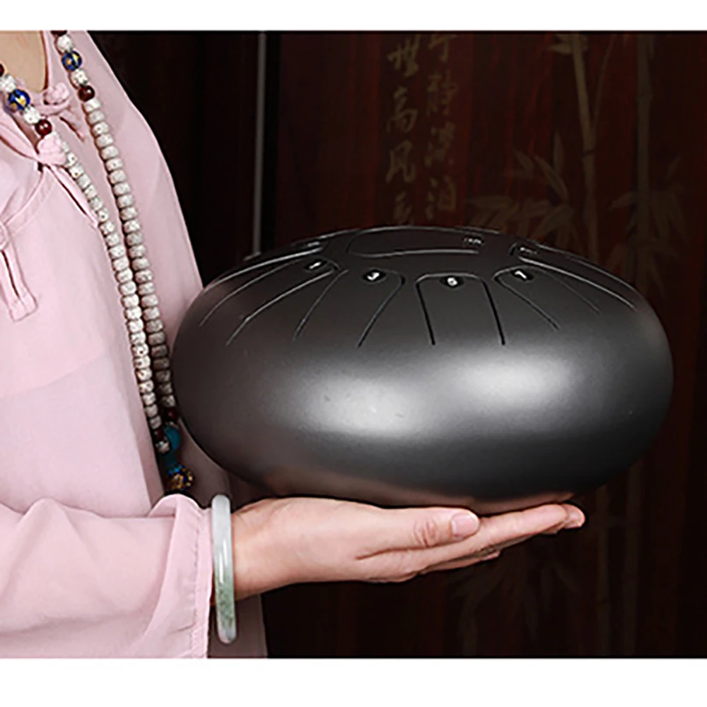 Hluru 8 Inch 11 Tune Steel Tongue Drum Tank Hollow Drums Ethereal Drum Percussion Instruments Gift With Drumsticks Carrying Bag