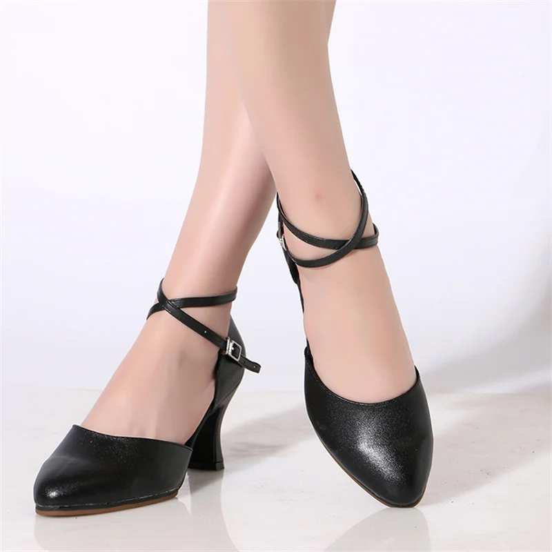 NATASHA 2023 Dance Shoes Women's Soft Sole Genuine Leather Medium High Heels Outdoor Friendship Modern Square Dance Shoes Adult