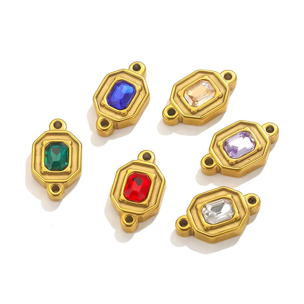 Stainless Steel Double Hole Crystal Connector Jewelry Titanium Steel DIY Jewelry Wholesale 3