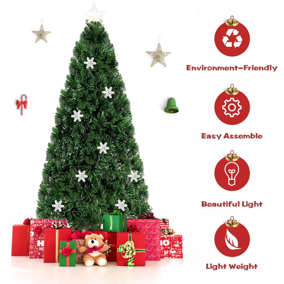 Goplus 6ft Prelit Fiber Optic Artificial Christmas Tree Wmulticolor