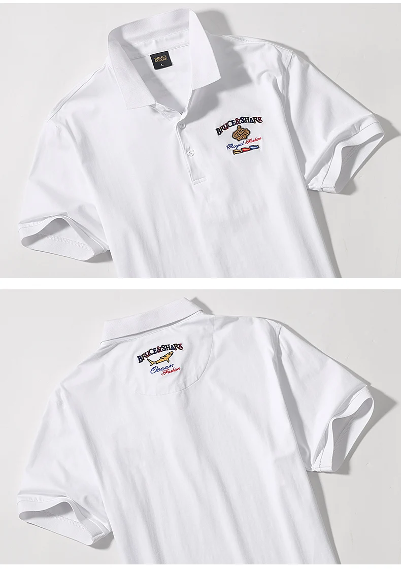 2025 Summer Solid Color Men's Short Polos Bruce&Shark Fashion Embroidery Straight Men's Navy Polo Shirt Thin Cotton Big Size 4XL 16 S2bed7621042c40108ce5cc74aaf706ec7