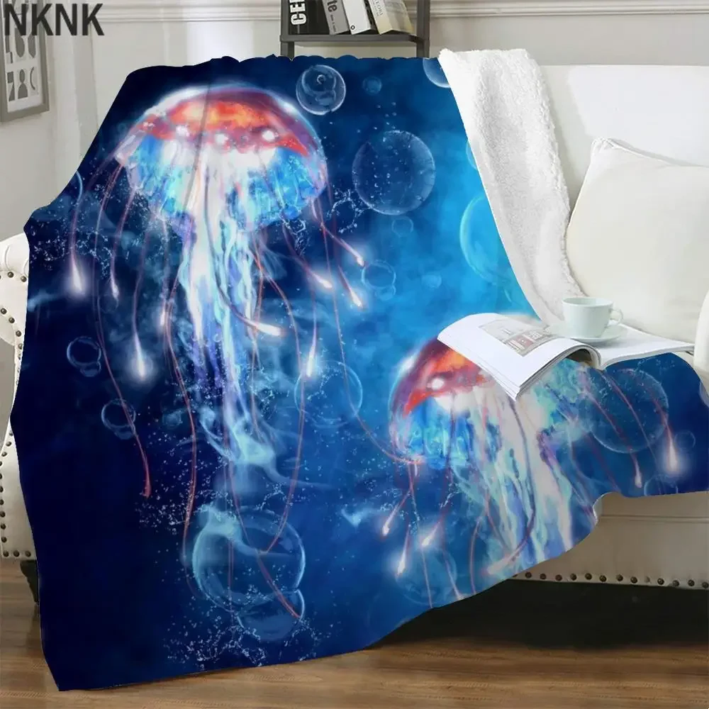 Undersea Blanket,Magic Glowing Jellyfish Underwater Blanket Soft Warm Blankets for Bed Couch Sofa Lightweight Travelling Camping 2