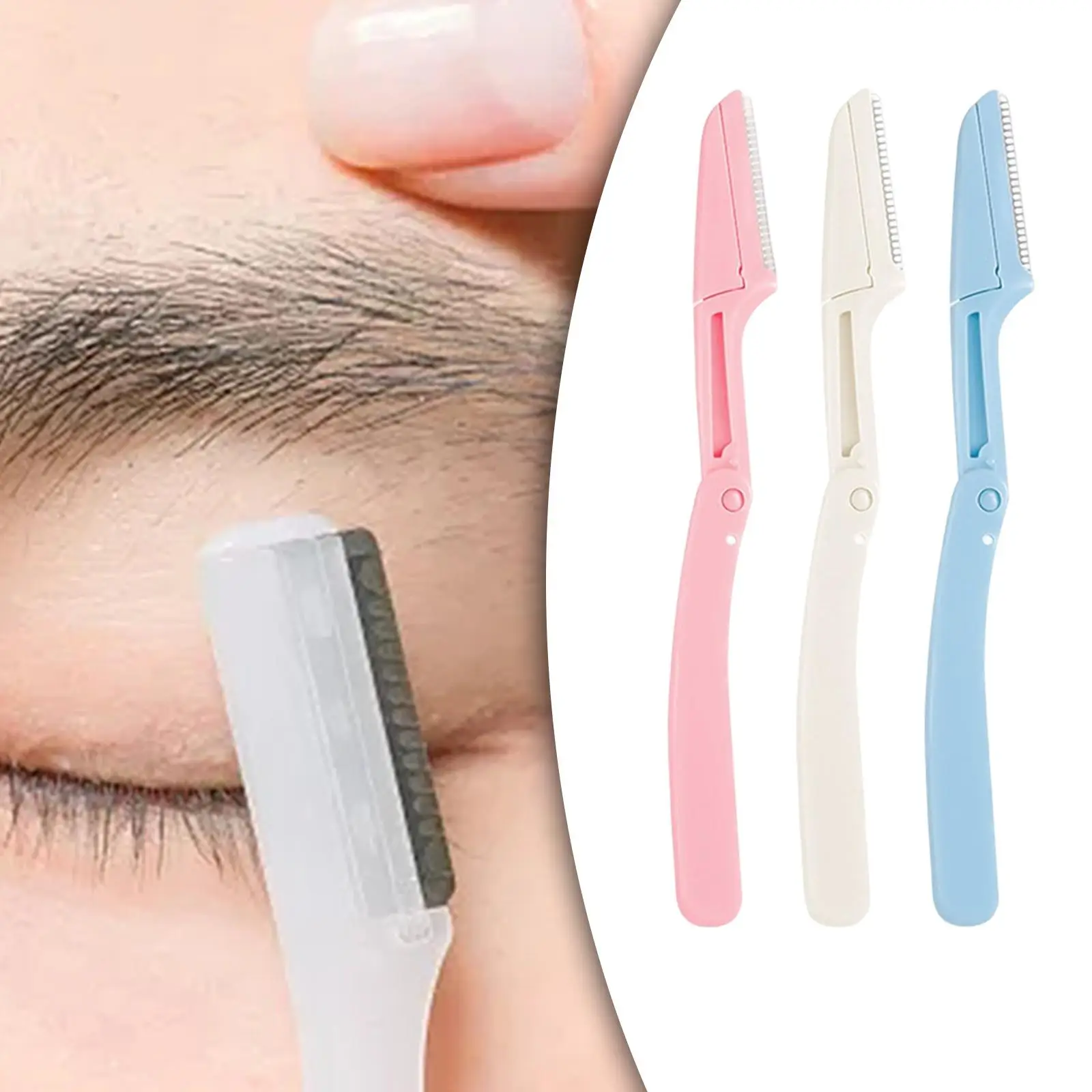 3Pcs Folding Eyebrow Shaper Grooming Makeup Tool Exfoliating Women Men Portable Facial Hair Remover for Lips Travel Outdoor Face