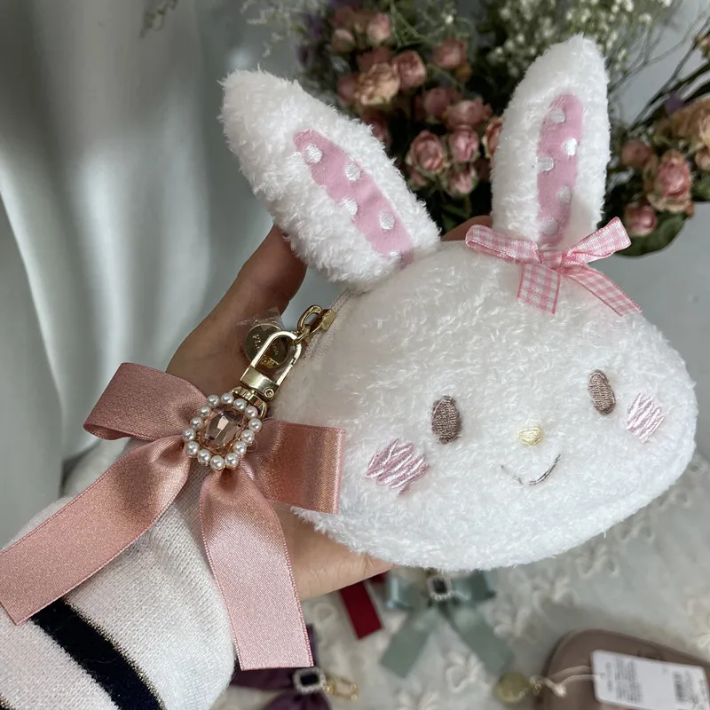 Japanese Custom Pearl Rhinestone Ribbon Bowknot Bag Pendants Key Ring Hanging Ornament Lolita Sweet Women Bag Charms