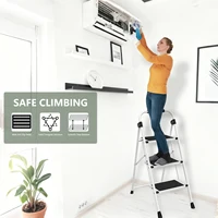 JHK 3 Step Ladder Folding Step Stool with Anti-Slip Pedal 330lbs Capacity Sturdy Steel Portable Heavy Duty Step Stool for Home 6